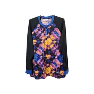 LuLaRoe Mark Henley Shirt Top Tee‎ Womens 3XL Long Raglan Sleeve Black Tie Dye